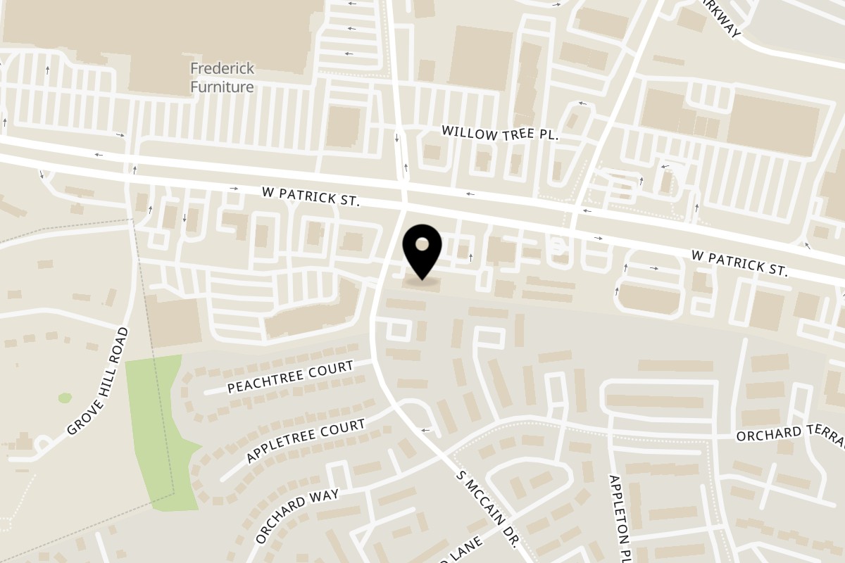 Map showing the location of Kabob Boys on 4 McCain Dr in Frederick